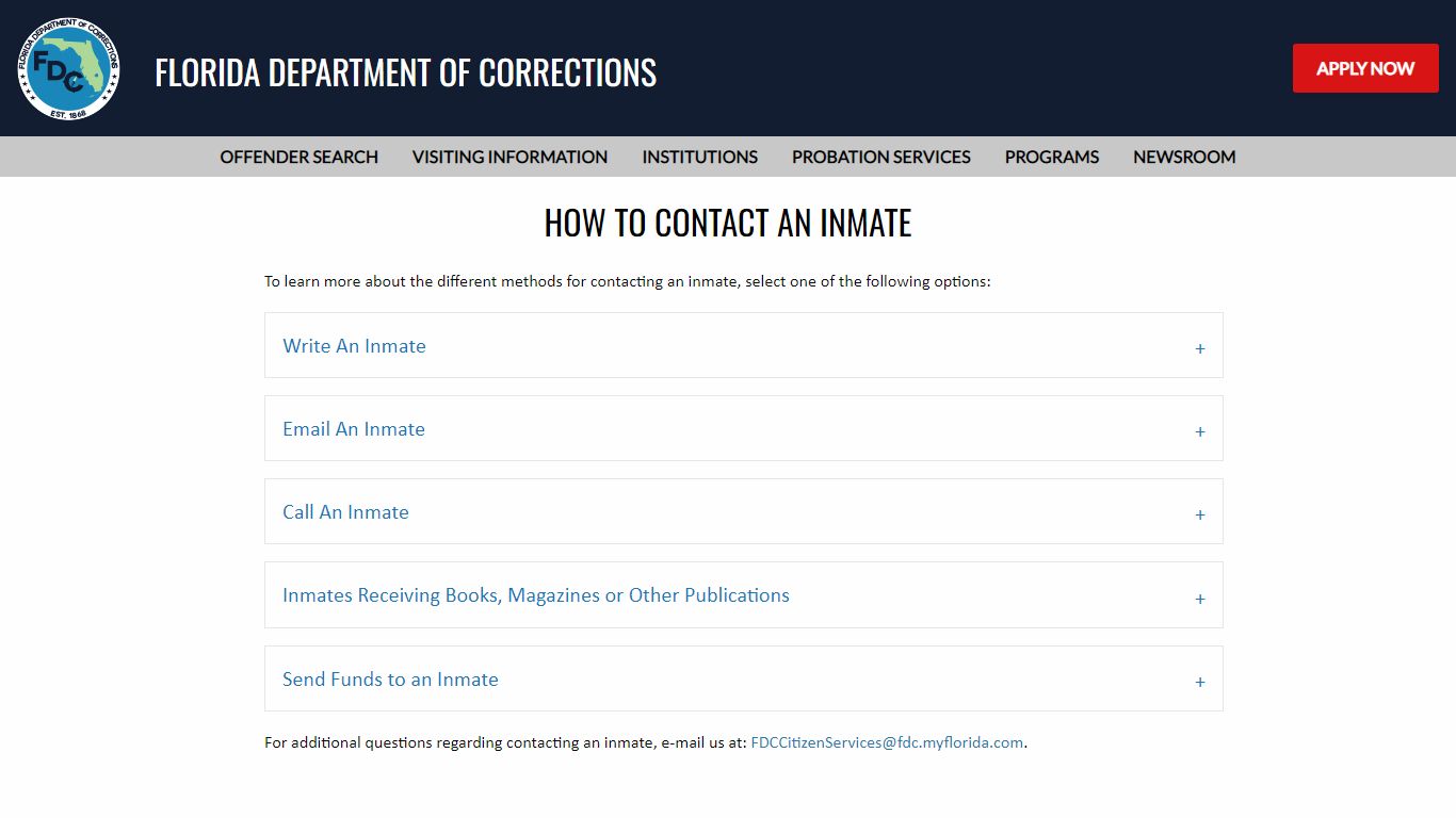 Contacting an Inmate - Florida